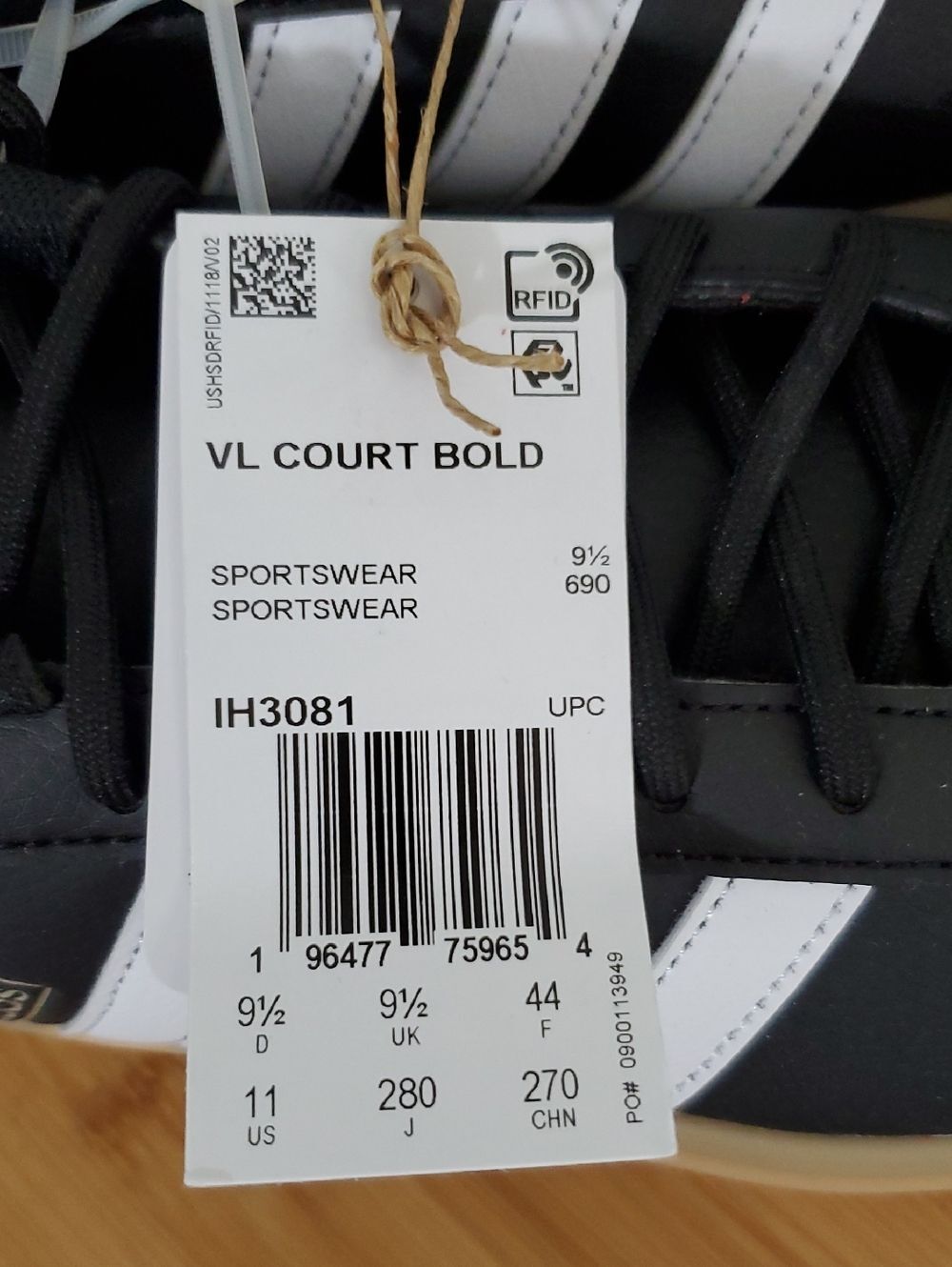 adidas VL Court Bold Platform Sneakers Black White Women's Size 11 NWT - Picture 5 of 7